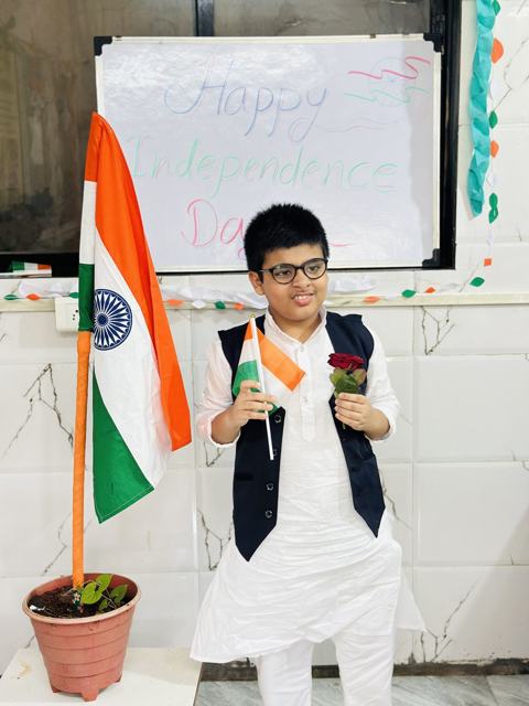 Holding the flag on Independence Day