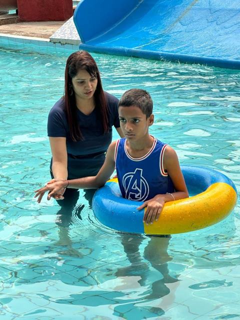 Splashing in the pool on our picnic