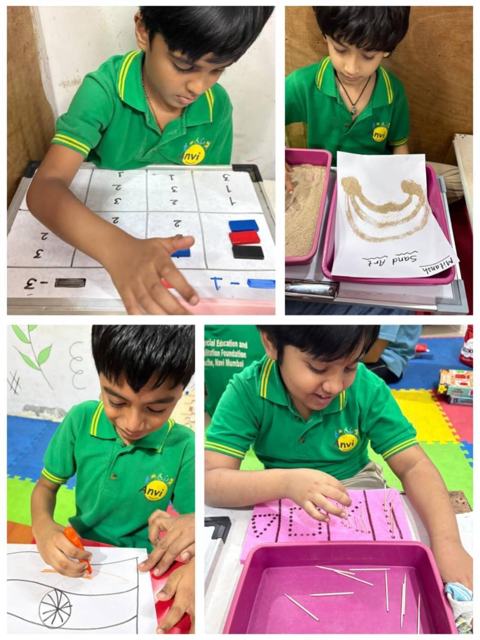 Sensory trays, numbers and tracing